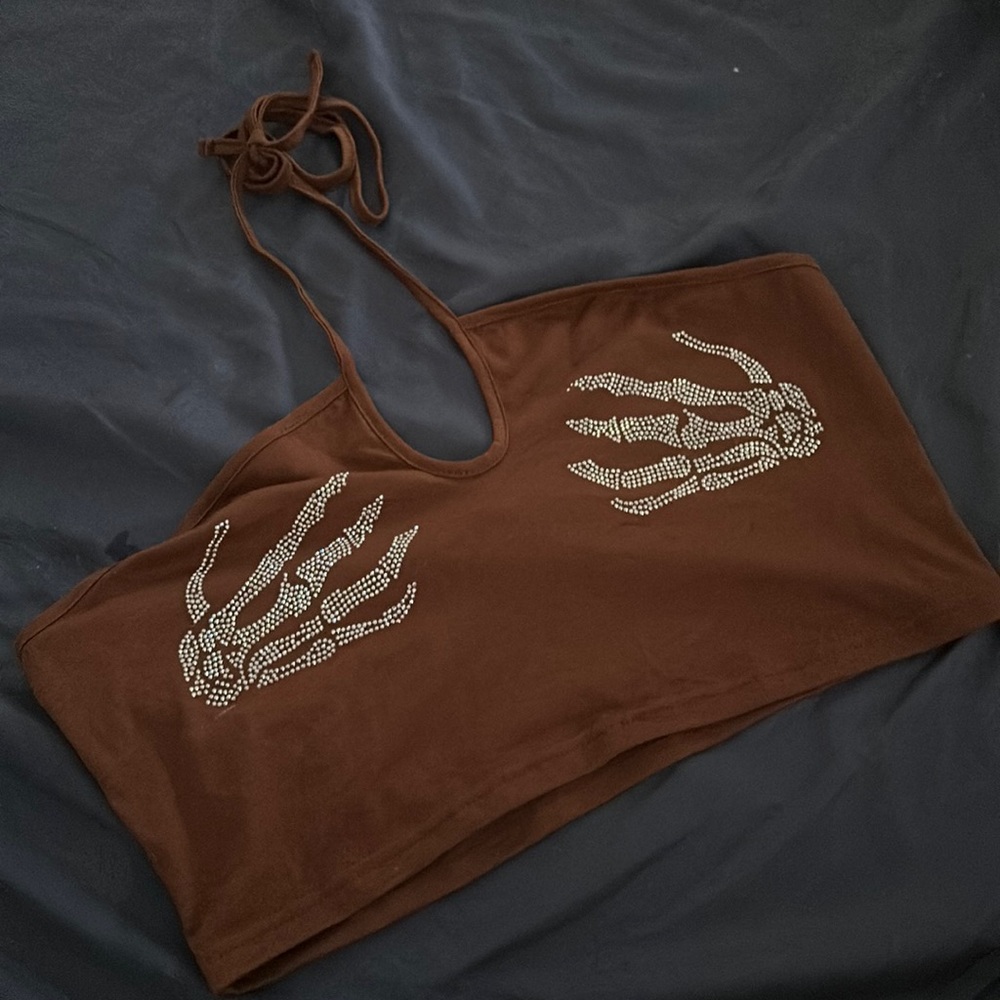 Skeleton hands tube top